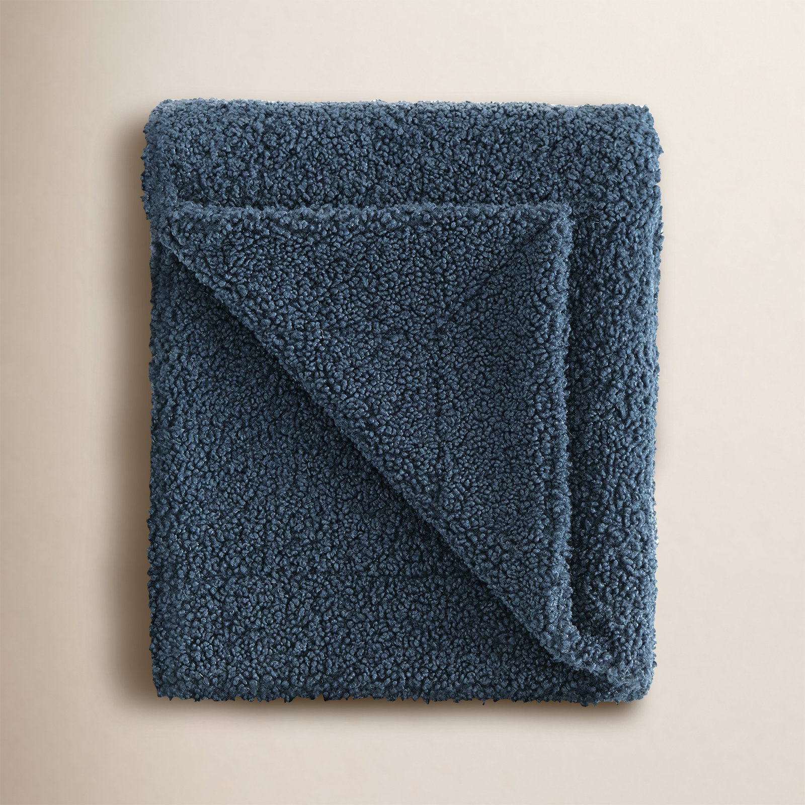 Teddy Boucle Throw Blanket, 60" W x 90" L, Midnight Blue