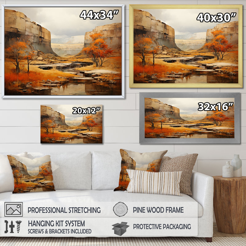 Bold Landscape Canyon Desert IV Framed On Canvas Print, Wrapped Canvas, 24" H x 32" W x 1" D