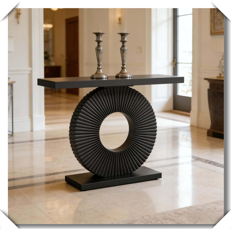 Stylish Wood Console Table Elegant Base Stable Scratch-Resistant, Black