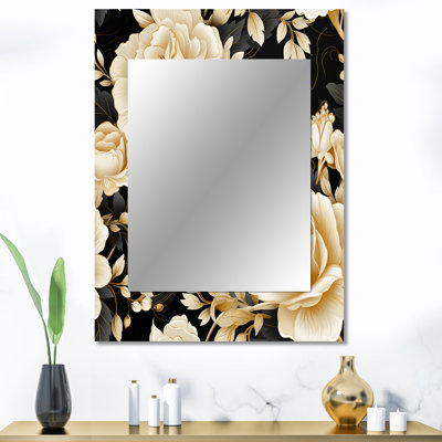 «Taeyon Elegant Beige Rose Harmony», décor de miroir mural floral unique