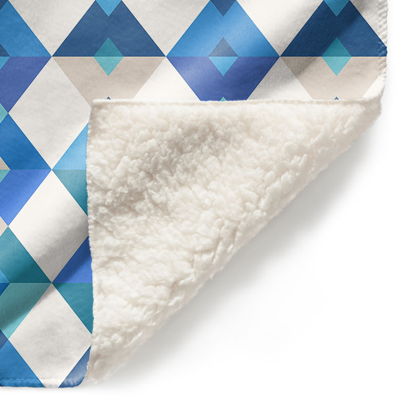 Couverture sherpa doux triangles blue, l 51 po x L 60 po