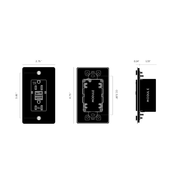 1G Duplex GFCI Outlet / Without Logo, Bronze