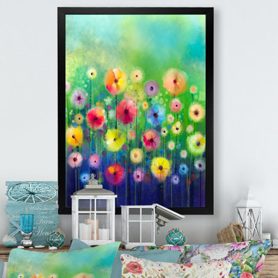 Multicolore Summer Floral Field - reproduction d'art sur toile traditionnelle