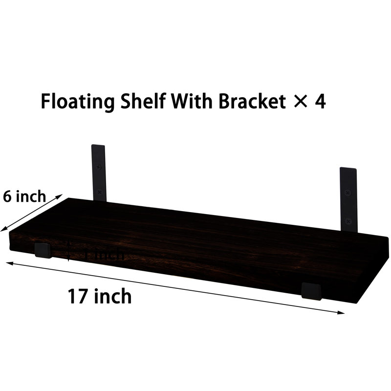 Hermalinda 4 Piece Floating Shelf, Black