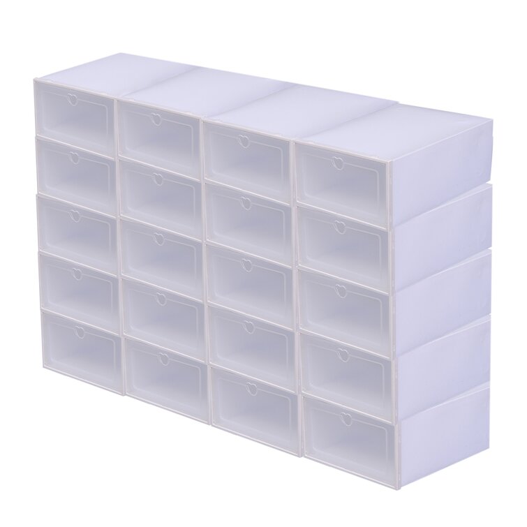 20pcs Foldable Shoe Box Plastic Storage Cage Stackable Organizer Saving  Space