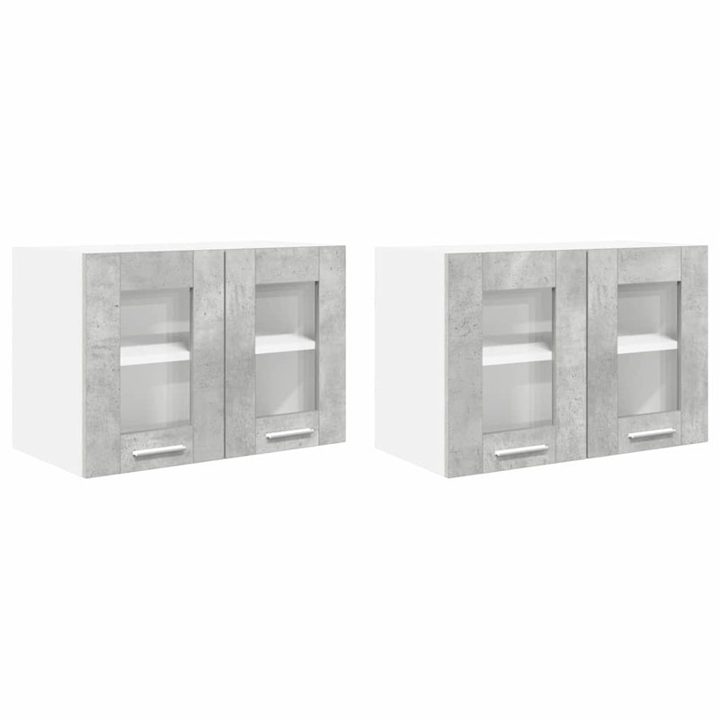 Vidaxl Hanging Cabinet Riga 2 Pcs Artisan Oak 60 X 31 X 40 Cm, Concrete Grey