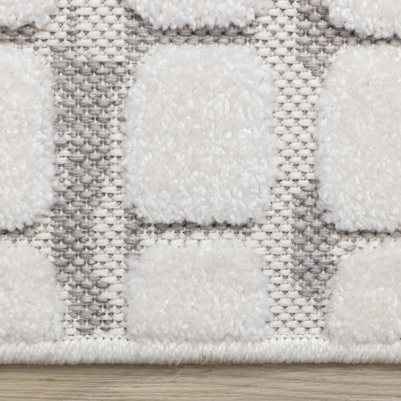 Tapis texturé moderne blanc, 6 pi 7 po x 9 pi 6 po