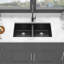 Évier de cuisine en quartz - Évier de cuisine en granite composite encastrable 33 x 19 po (50/50)-111876050