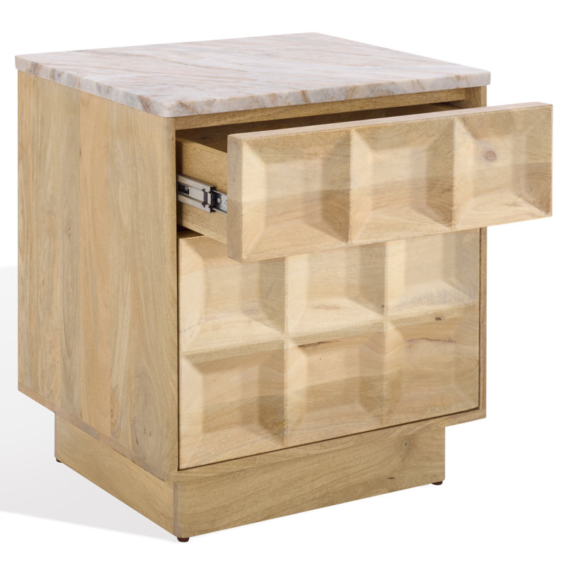 Donati Paxter Marble Top 20" Nightstand, Natural/White