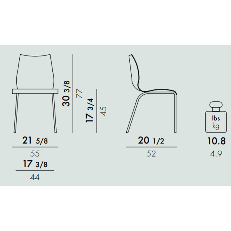 Maui Chair by Vico Magistretti, Charcoal, Black Painted Steel
