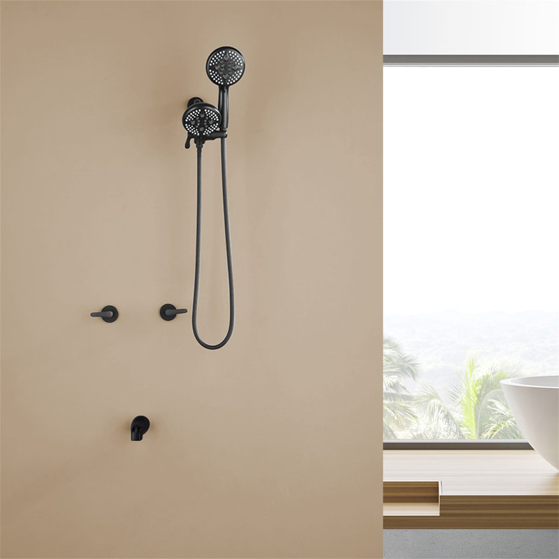 Volume Control Complete Shower System with Rough in-Valve, Matte Black
