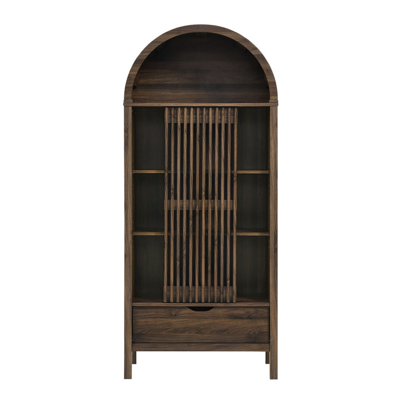 Vaughn 71" Arched Storage Display Cabinet, Walnut