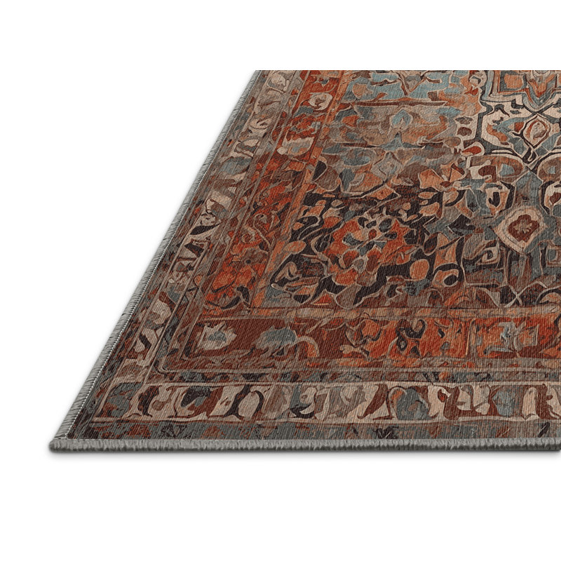 Machine Washable Brown Area Rug, Rectangle 8' x 12'