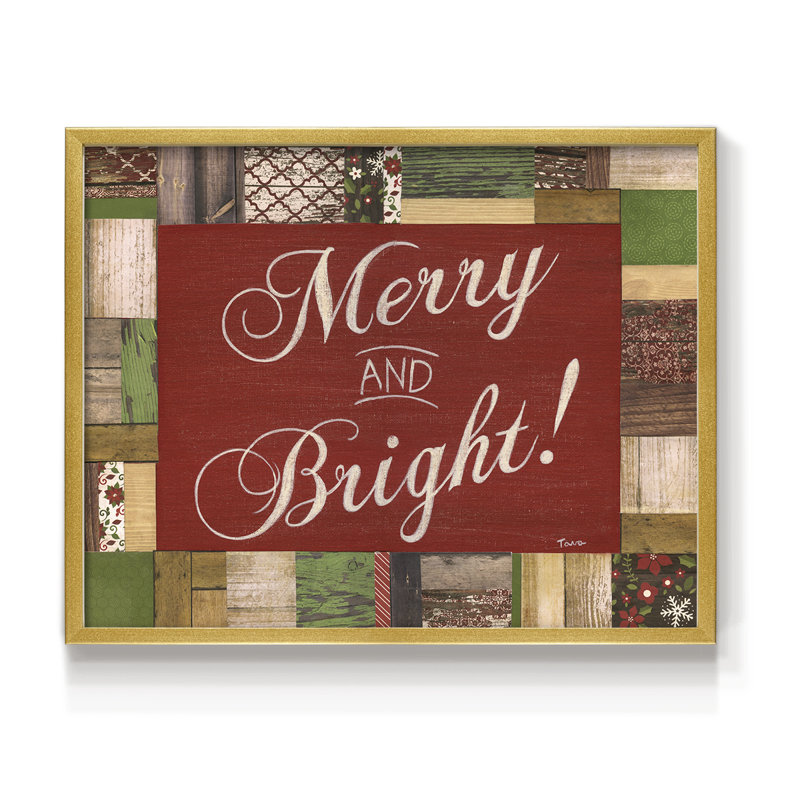 «Merry and Bright», reproduction encadrée, H 8 po x l 10 po