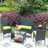 4 PC Rattan Patio Furniture Set Outdoor Patio Cushioned Seat Wicker Sofa-1731358381