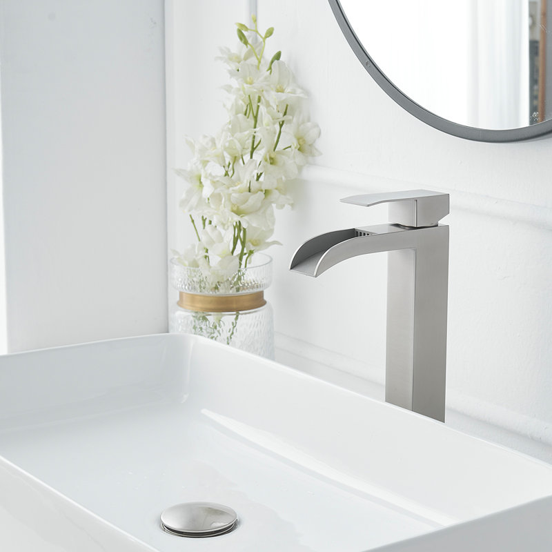 Single-handle Bathroom Faucet with Drain Assembly, Brushed Nickel