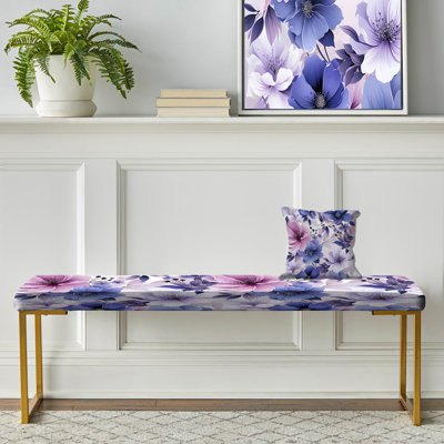 Banc floral rembourré or