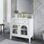 Lavabo de salle de bain 35,6 po Mid-Century avec verre à motif et bande de capteur de mouvement, meuble-lavabo sur pied Farmhouse avec rangement, meuble-lavabo haut de gamme pour salle de bain