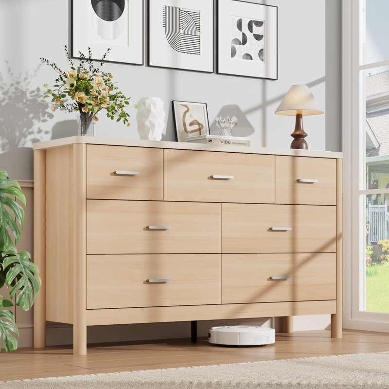 Commode 7 tiroirs Farmhouse, Beige