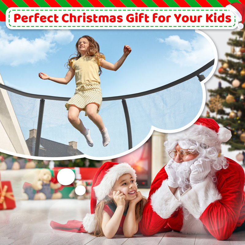 16FT Outdoor Big Trampoline with Basketball Hoop,  LED Light Option, Storage Bag, Anchor Kit, Inner Safety Net, Ladder, Spring Cover Padding, for Kids