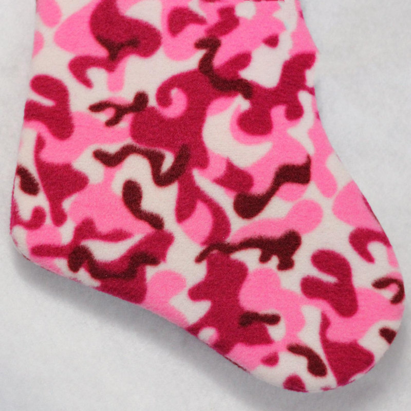 Chaussette de Noël 15,75 "rose et brune à camouflage avec manchette