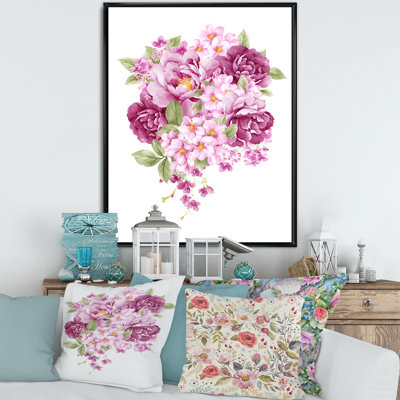 Fleurs roses rétro - peinture sur toile