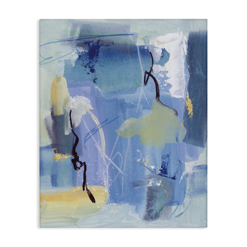 "Blue Abstract Yellow Accents", art mural par Grace Popp, H 20 po x l 16 po
