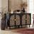 Decorative Cabinet, Carved Wood Cabinet With 2 Doors, Beige Boho Buffet With Adjustable Shelf, Premium Wood Credenza For Dining Room, Entryway, Hallway-904468900