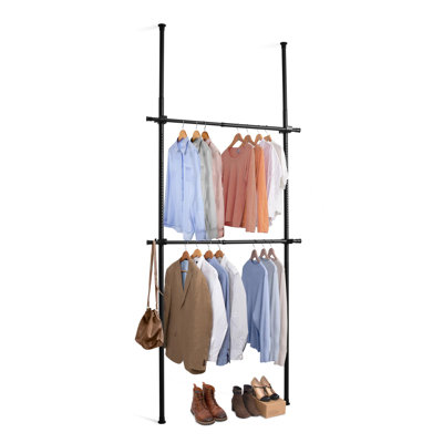 Isak Single Telescopic Clothes Rack Wardrobe Organiser Hanging Rail Adjustable Storage