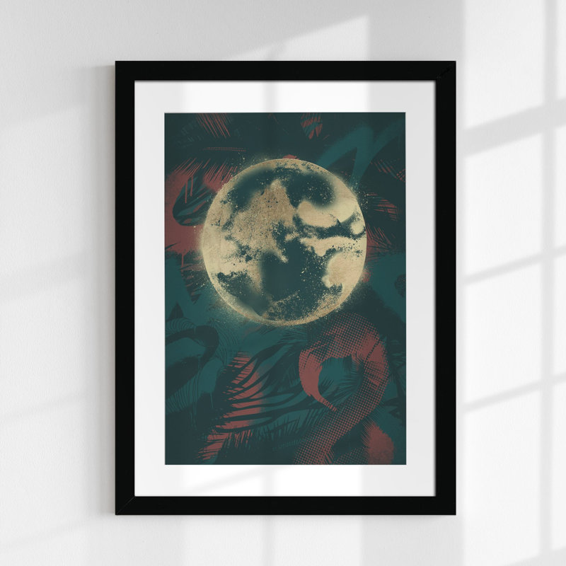 La Luna - Print on Canvas, 91cm H x 61cm W x 5cm D, Black Framed