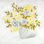 Vase fleurs bleues et jaunes | Toile grise décorative encadrée-75506308
