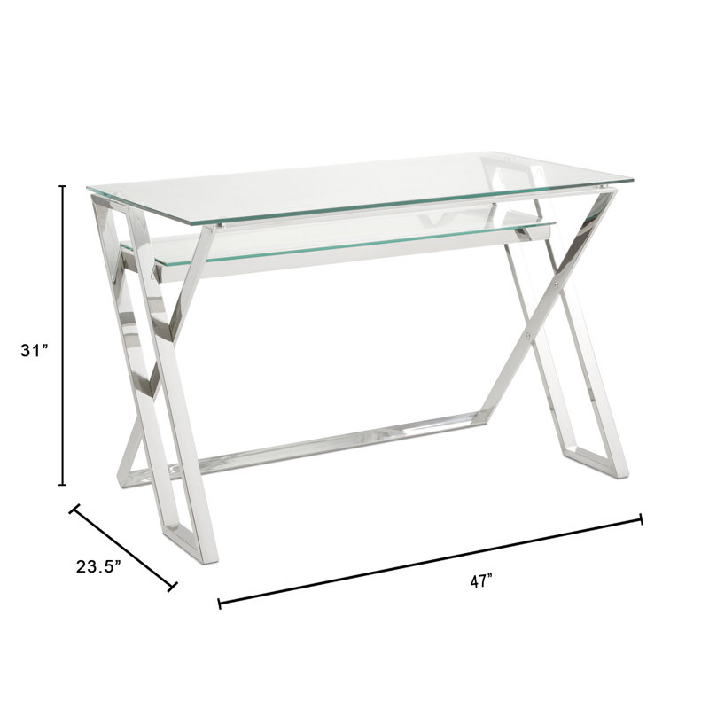 Ridgeton Tempered Glass Stainless Steel Writing Desk