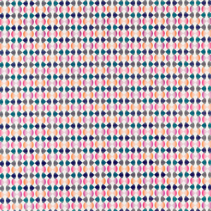 Maiolica Fabric, Fuchsia/Mandarin/Indigo