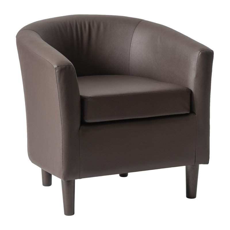 Fauteuil demi-tonneau de 27 po Scarlet, Similicuir brun foncé