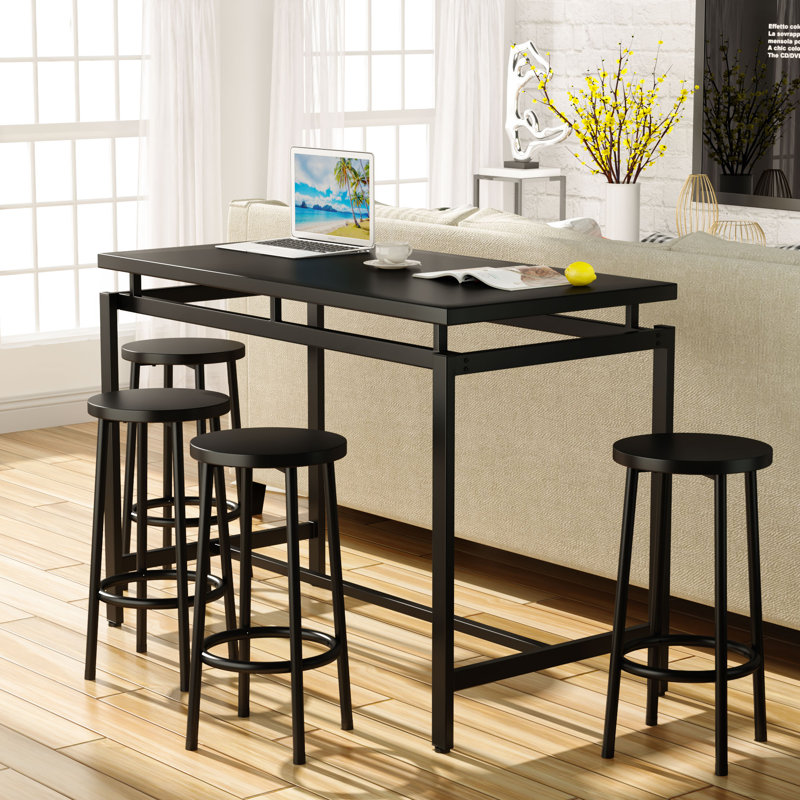 4 - Person Four Leg Dining Set, Black