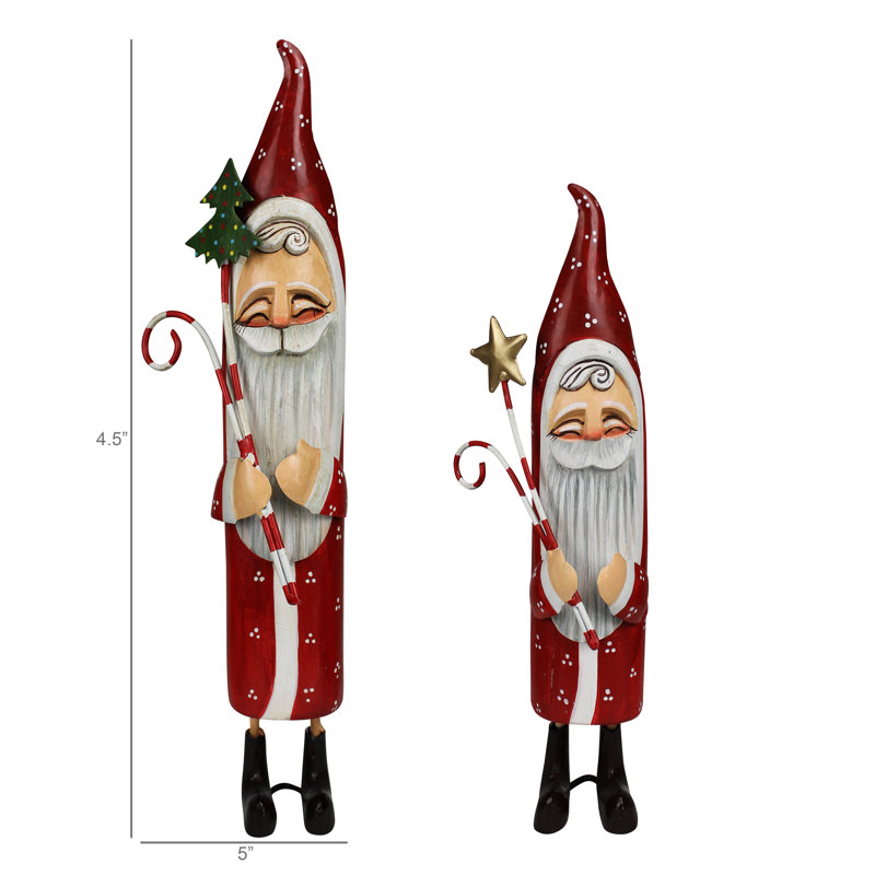 Ensemble de 2 pères Noël fantaisistes en métal: 4,25 x 3 x 13,5, lrg: 5 x 3,5 x 17
