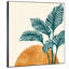 Très grand art mural imprimé sur toile - Feuille tropicale minimale avec accent de soleil doré pour chambre à coucher moderne - «Assemblage requis du cadre (cadre non fini)»-124791768