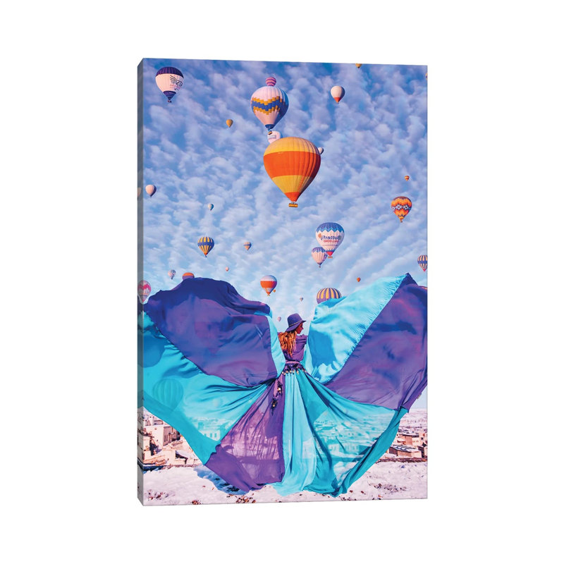 « Blue Butterfly » par Hobopeeba-impression d’art graphique, H 26 po x l 18 po x 1,5 po, Toile tendue, Pas de tapis