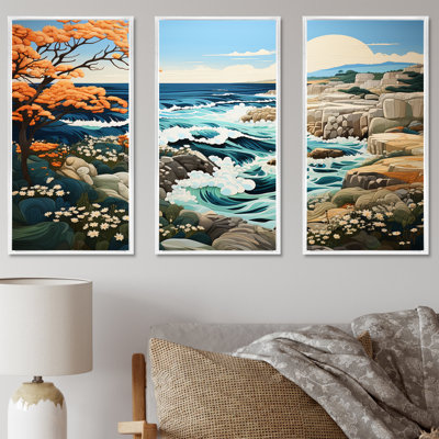 «Wild Beachscape Landscape III - Coastal Coral Under Water», ensemble de reproduction d'art mural
