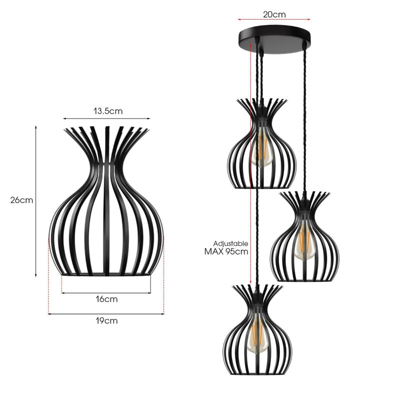 Deleesa 3 - Light Pendant, Black, No