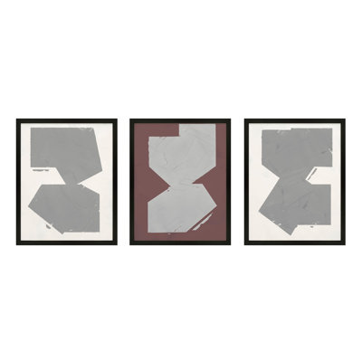 Buel " Equipoise In Greige IV-VI " by Ivo Stoyanov 3 - Pieces Painting Print