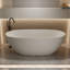 Baignoire de trempage autoportante orange de 57 pouces avec surface en pierre de résine solide, résistante et résistante aux taches, excellente isolation non poreuse, finition lisse, expérience de bain relaxante