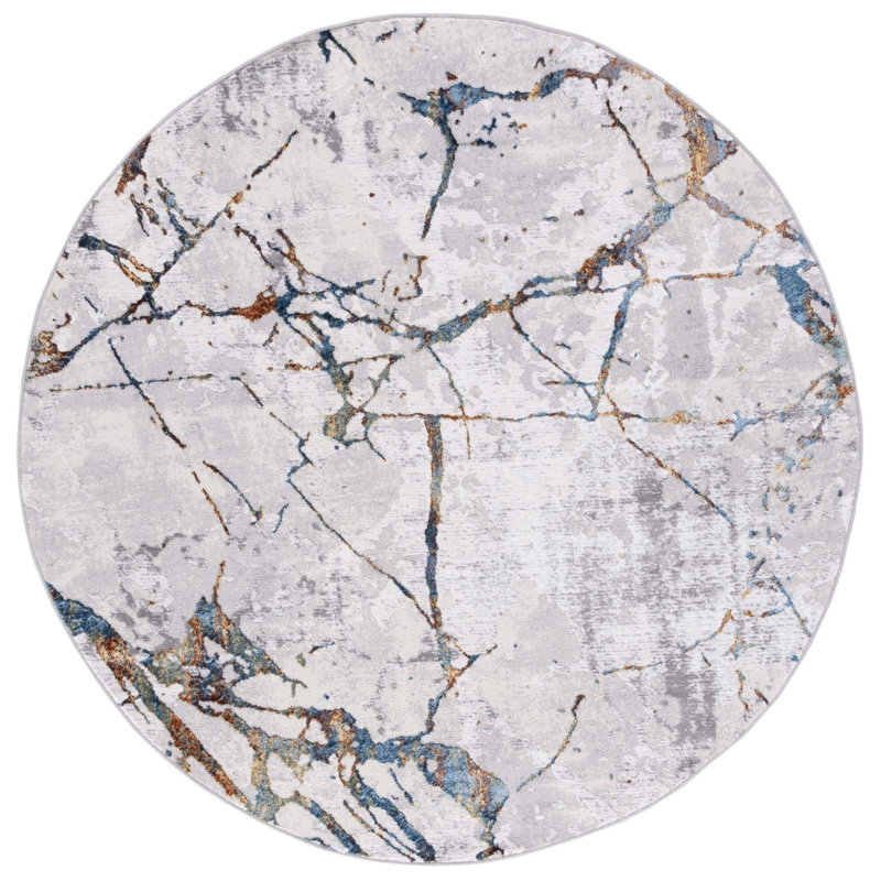 Tapis gris / bleu Alohi 293, Rond 6 pi 7 po