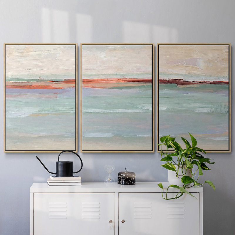 Sienna Horizon I - 3 pièces, reproduction sur toile, H 36 po x l 75 po x P 2 po, Naturel