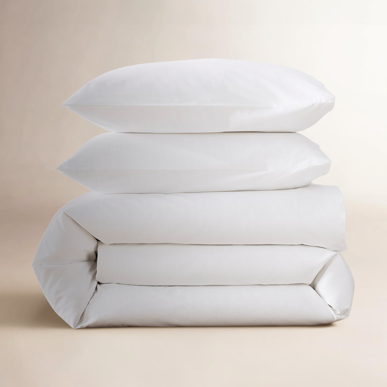 Coyer Classic Cotton Percale Duvet Cover Set, White, King / Cal King Duvet Cover + 2 Pillow Shams