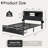 Queen Upholstered Bed Frame with 2 Storage Drawers, Modern Queen Platform Bed with Charging Station & LED Light, No Spring Box Needed-1841762910
