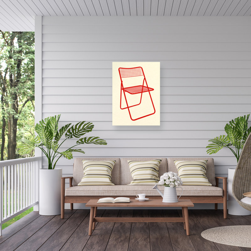 Chaise bolognaise bolologia rouge sur toile, H 19 po x l 14 po