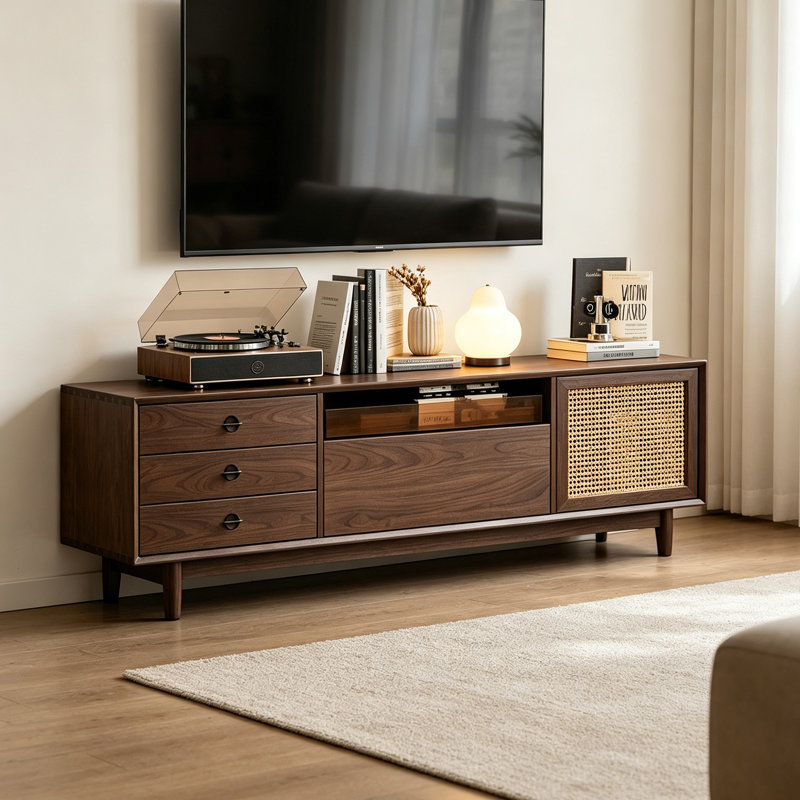 Meuble télé en rotin Luxury, Brun, H 22,04 po x L 59,05 po x l 15,74 po