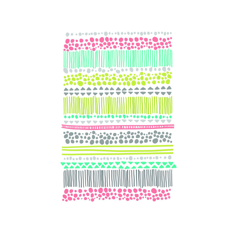 Tribal dessiné à la main multicolore, H 48 po x l 36 po