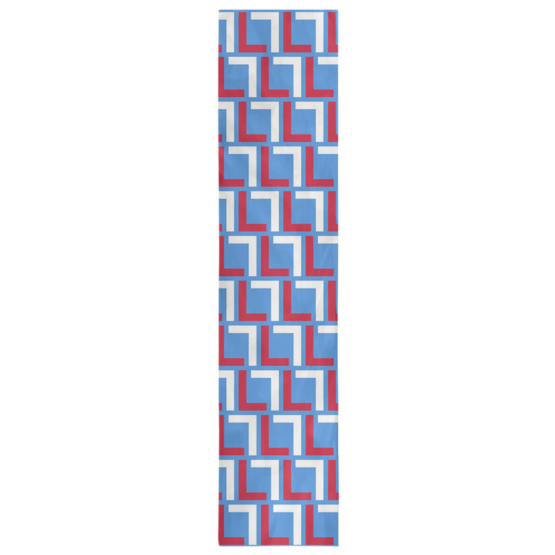 Chemin de table Carolina, 72 po x 16 po, Coton, Bleu clair / rouge / blanc